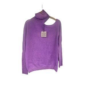 (Nude) Wool Blend Shoulder Cut Out Purple Turtleneck Sweater Size 38